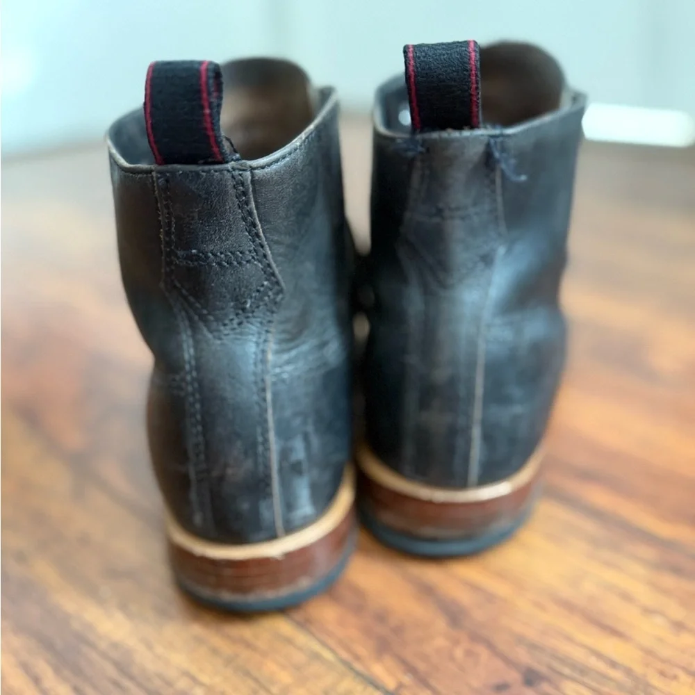 Rag & Bone Men’s Rowan Black Leather Cowhide Lace Up Boots | Size 41 / US 8